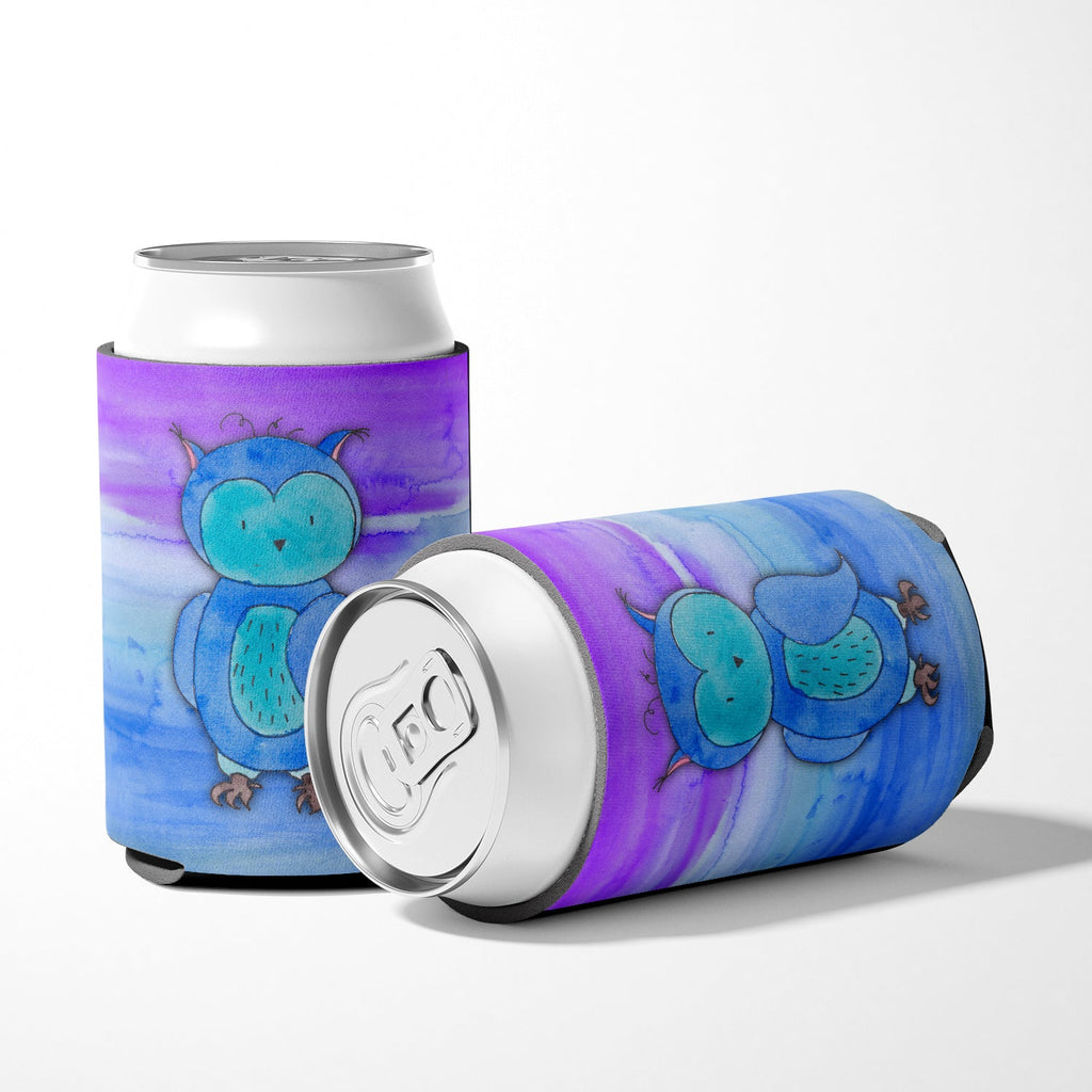 Blue Owl Watercolor Can or Bottle Hugger Cooler Sleeve for Standard 12 oz Cans, Insulated Foam Beer & Soda Can Hugger Reusable