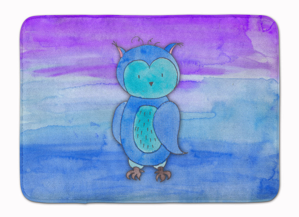Blue Owl Watercolor Memory Foam Kitchen Mat Machine Washable Anti-Fatigue Cushion Comfort Bath or Kitchen Rug