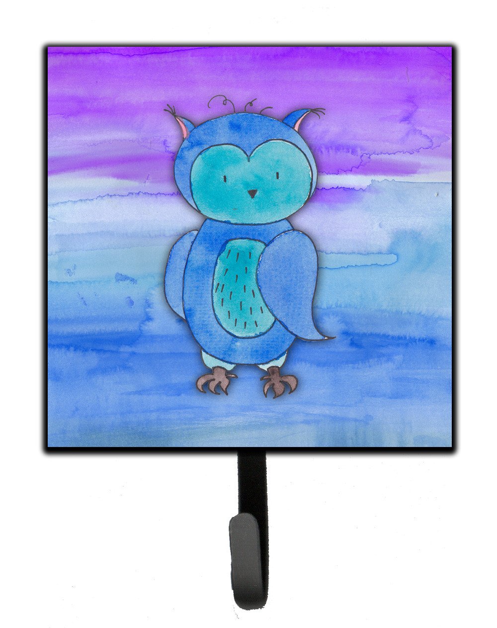 Blue Owl Watercolor Leash or Key Holder Wall Hooks, Key Hooks Holder, Coat Rack Wall Mount, Coat Hooks, Hooks for Hanging Keys, Towels, Aprons, Leashes