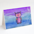 Pink and Purple Owl Watercolor Greeting Cards Pack of 8 Blank Cards with Envelopes Whimsical A7 Size 5x7