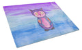 Pink and Purple Owl Watercolor Cutting Board Tempered Glass Kitchen Cutting Surface, Heat Resistant Chopping, Non-Slip Feet, Food Prep & Serving