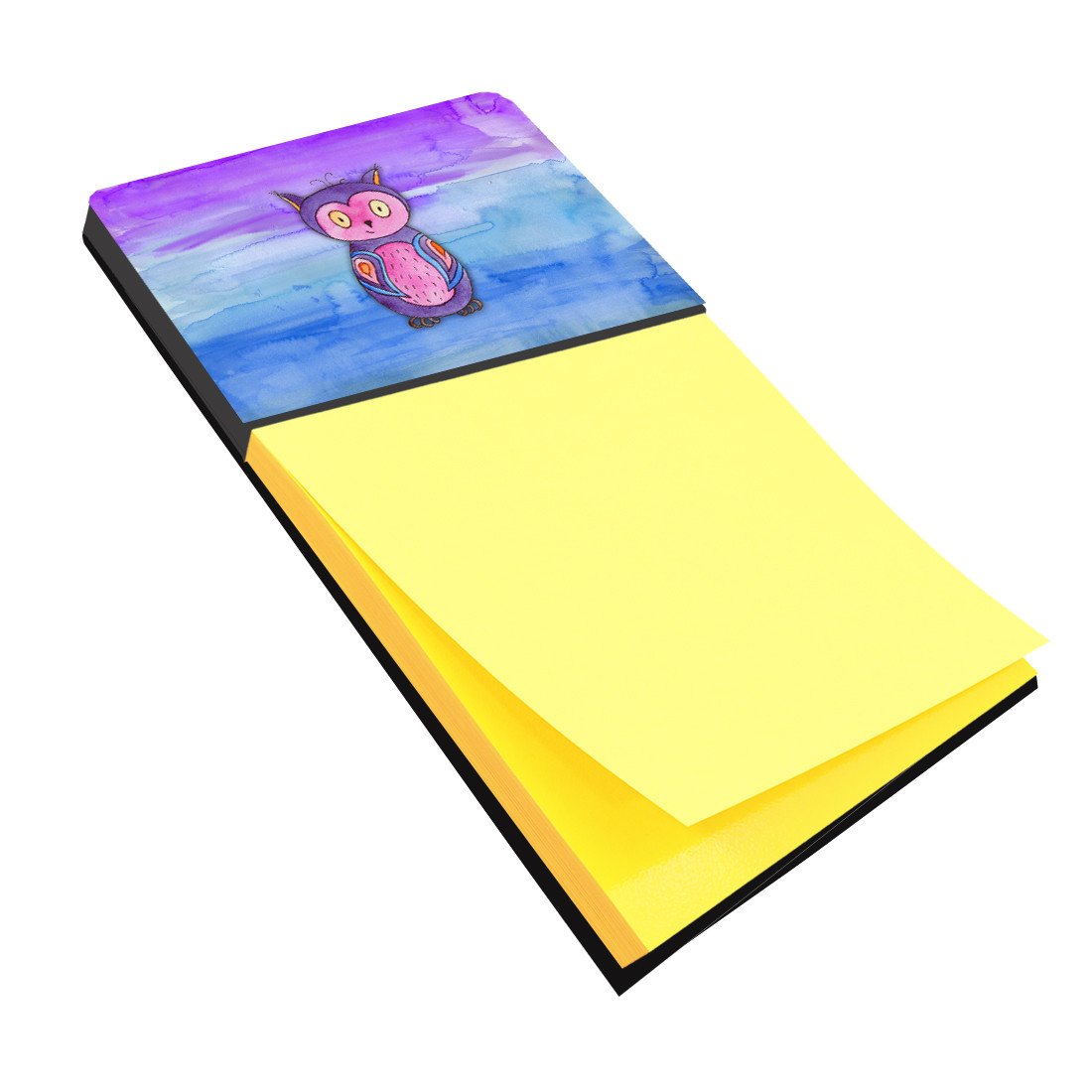 Pink and Purple Owl Watercolor Watercolor Sticky Note Holder Refillable Dispenser Desk Accessory 3x3 Pad Gift