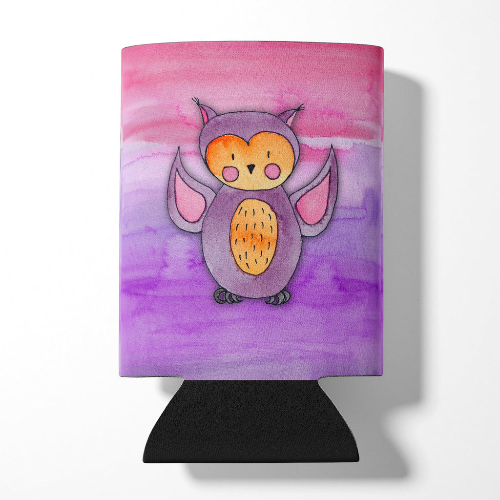 Pink and Purple Owl Watercolor Can or Bottle Hugger Cooler Sleeve for Standard 12 oz Cans, Insulated Foam Beer & Soda Can Hugger Reusable