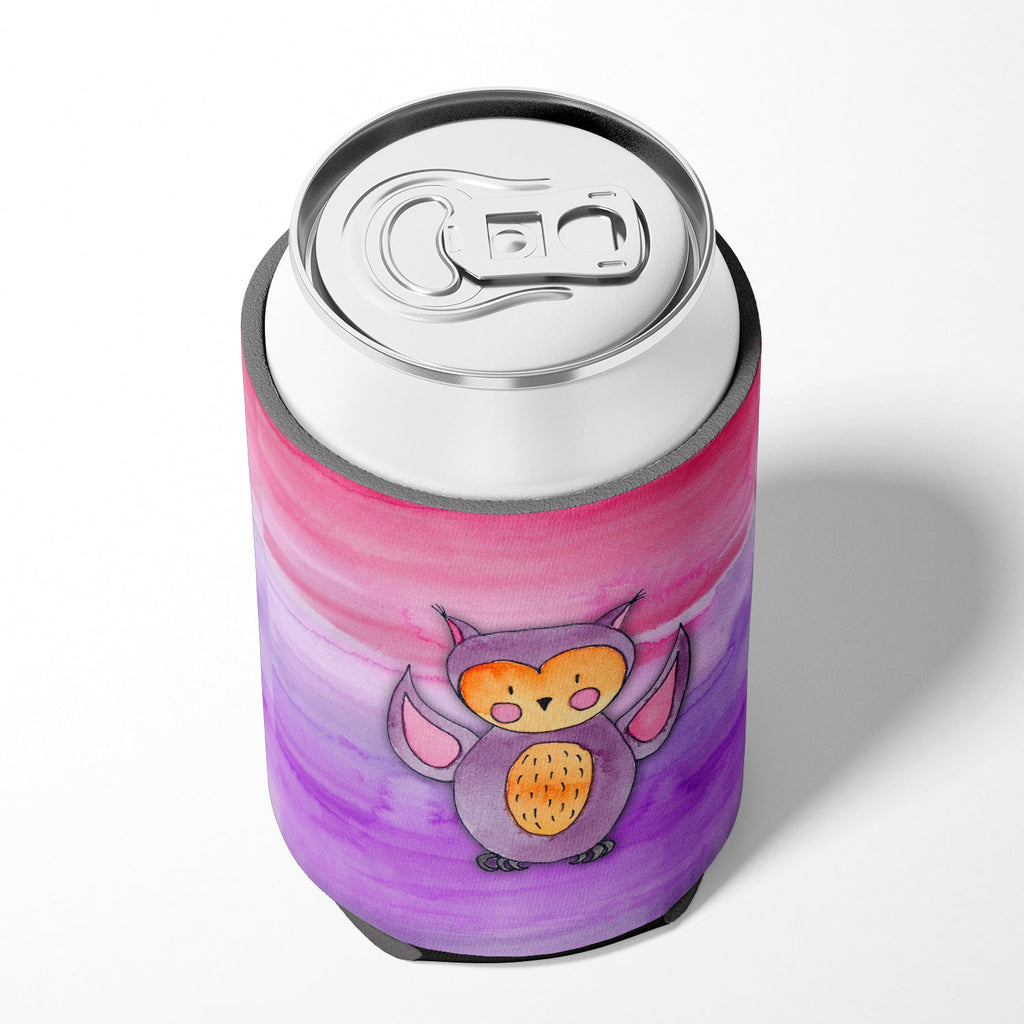 Pink and Purple Owl Watercolor Can or Bottle Hugger Cooler Sleeve for Standard 12 oz Cans, Insulated Foam Beer & Soda Can Hugger Reusable