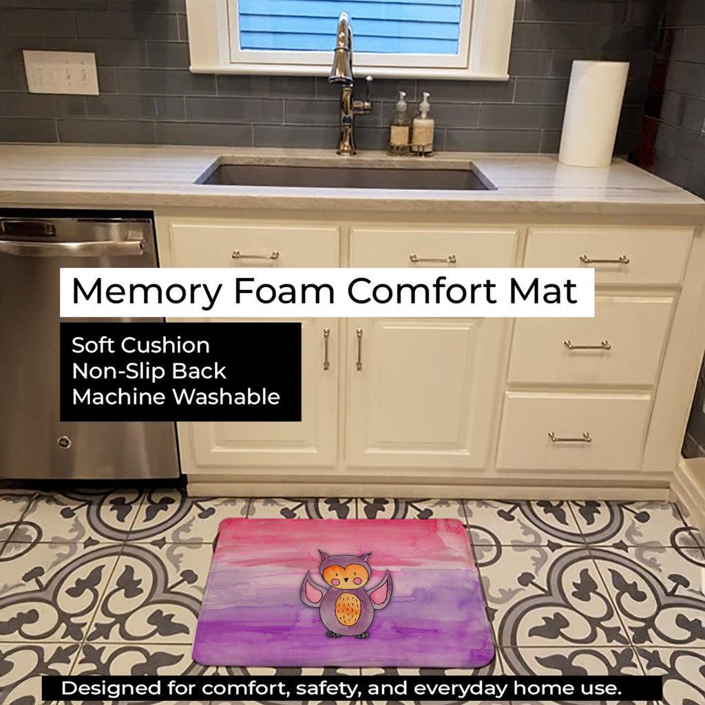 Pink and Purple Owl Watercolor Memory Foam Kitchen Mat Machine Washable Anti-Fatigue Cushion Comfort Bath or Kitchen Rug