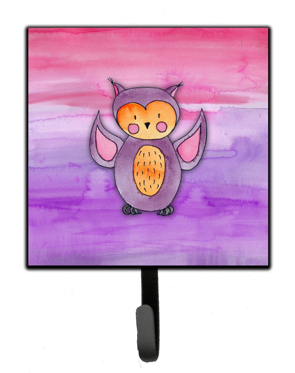 Pink and Purple Owl Watercolor Leash or Key Holder Wall Hooks, Key Hooks Holder, Coat Rack Wall Mount, Coat Hooks, Hooks for Hanging Keys, Towels, Aprons, Leashes