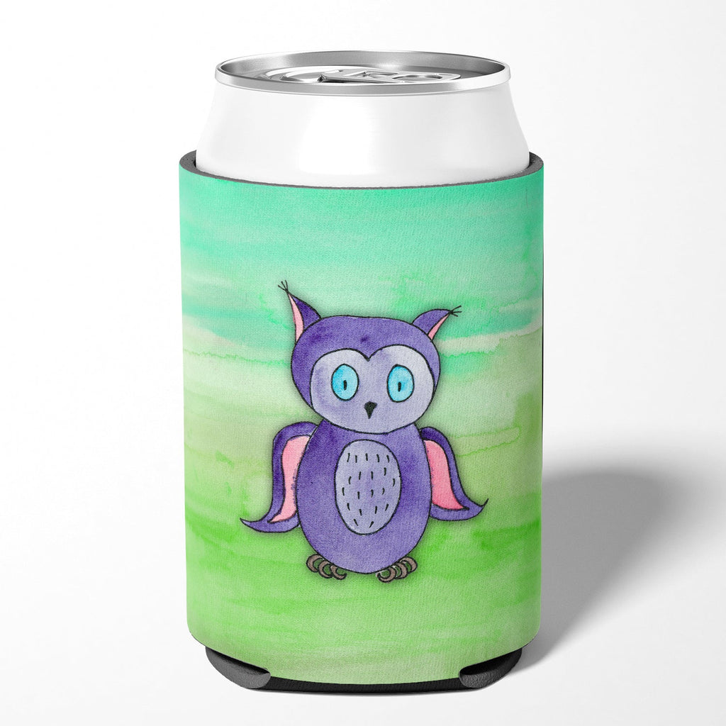 Purple Owl Watercolor Can or Bottle Hugger Cooler Sleeve for Standard 12 oz Cans, Insulated Foam Beer & Soda Can Hugger Reusable
