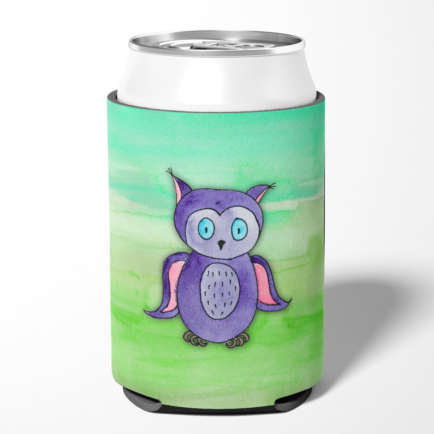 Purple Owl Watercolor Can or Bottle Hugger Cooler Sleeve for Standard 12 oz Cans, Insulated Foam Beer & Soda Can Hugger Reusable