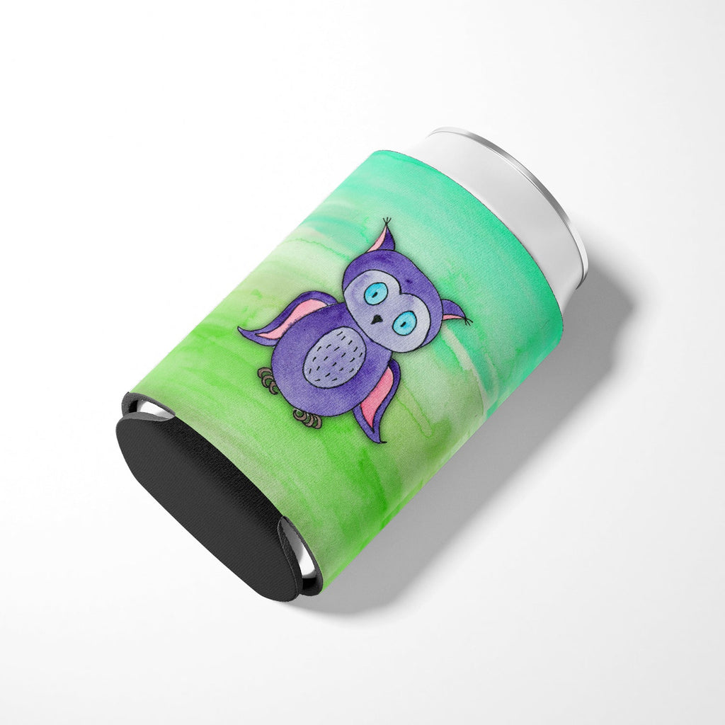 Purple Owl Watercolor Can or Bottle Hugger Cooler Sleeve for Standard 12 oz Cans, Insulated Foam Beer & Soda Can Hugger Reusable