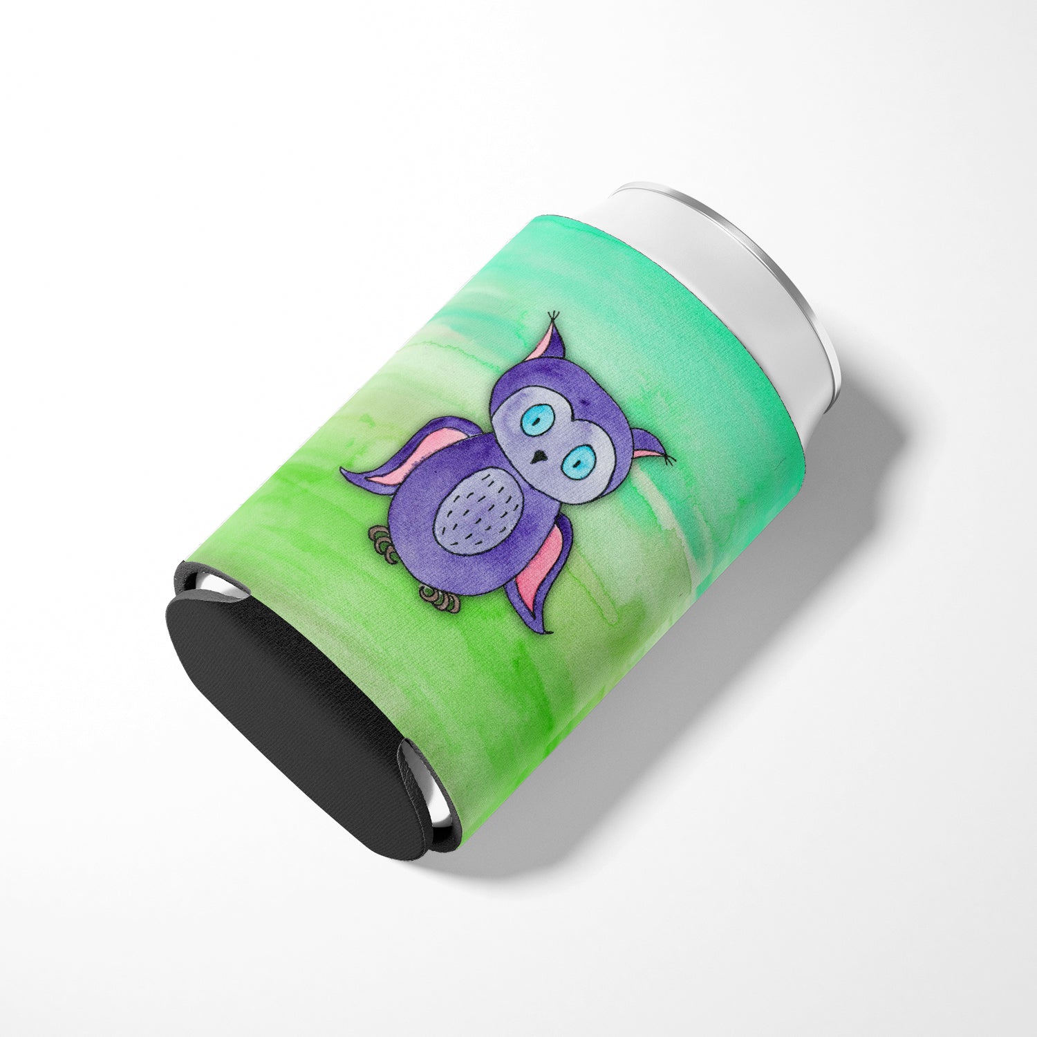 Purple Owl Watercolor Can or Bottle Hugger Cooler Sleeve for Standard 12 oz Cans, Insulated Foam Beer & Soda Can Hugger Reusable