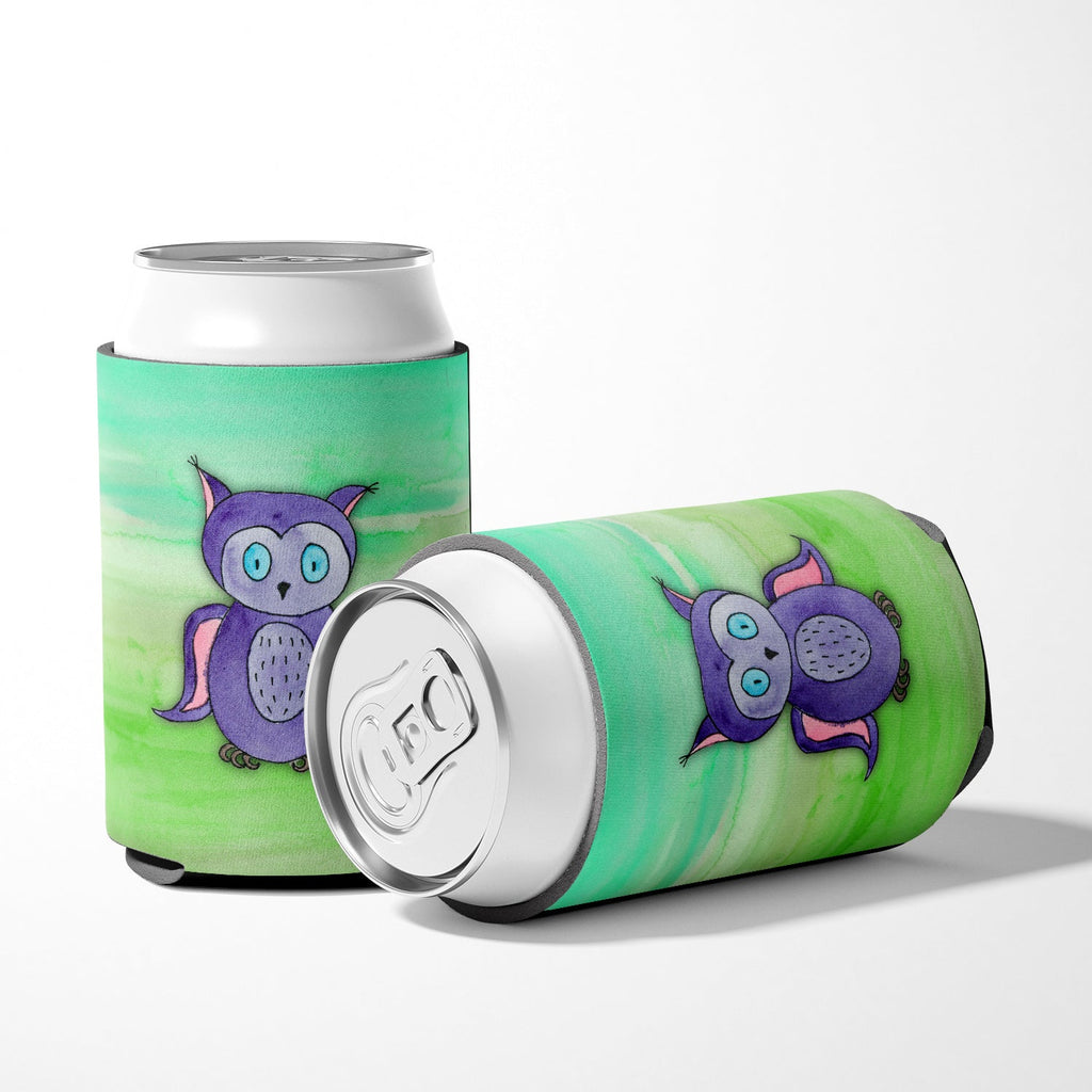 Purple Owl Watercolor Can or Bottle Hugger Cooler Sleeve for Standard 12 oz Cans, Insulated Foam Beer & Soda Can Hugger Reusable