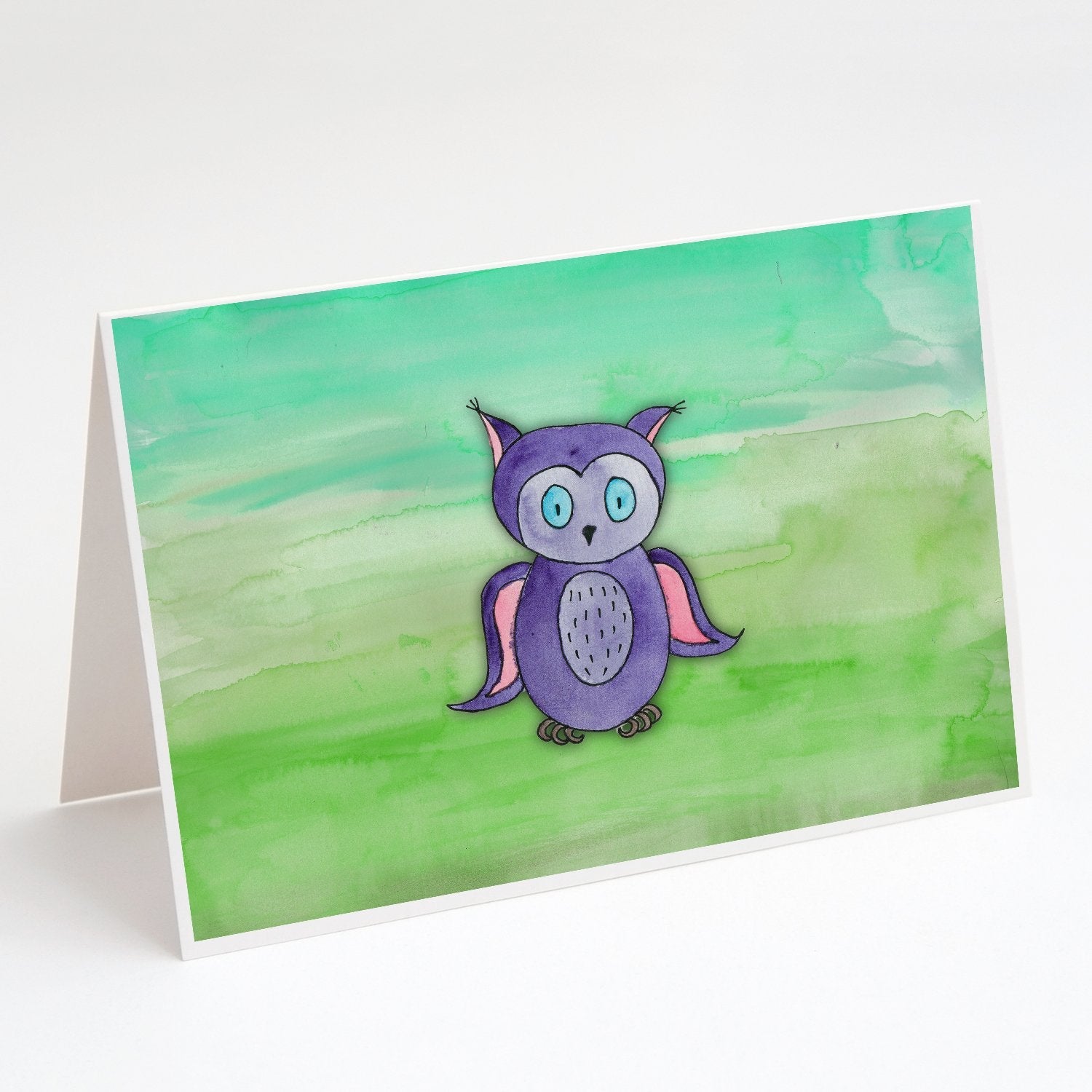 Purple Owl Watercolor Greeting Cards Pack of 8 Blank Cards with Envelopes Whimsical A7 Size 5x7