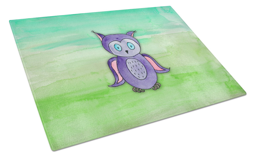 Purple Owl Watercolor Cutting Board Tempered Glass Kitchen Cutting Surface, Heat Resistant Chopping, Non-Slip Feet, Food Prep & Serving