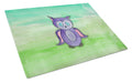 Purple Owl Watercolor Cutting Board Tempered Glass Kitchen Cutting Surface, Heat Resistant Chopping, Non-Slip Feet, Food Prep & Serving