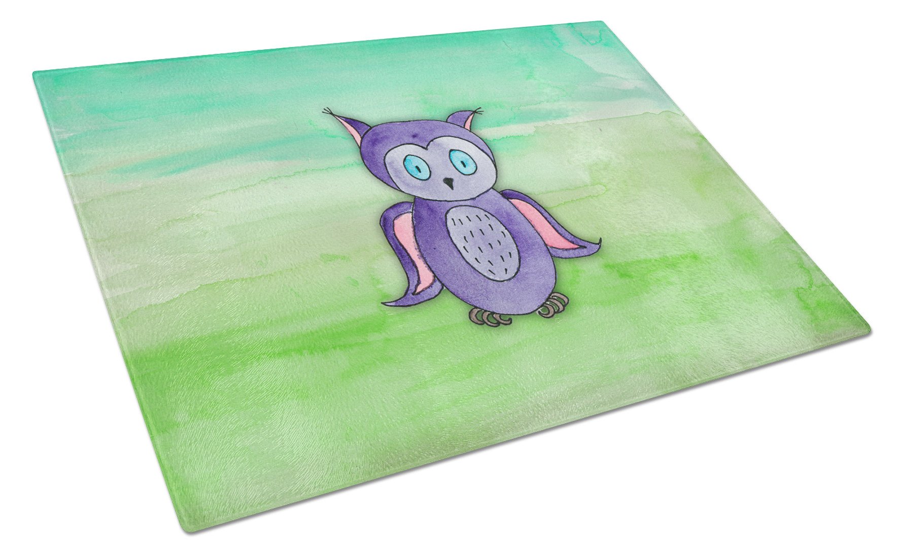 Purple Owl Watercolor Cutting Board Tempered Glass Kitchen Cutting Surface, Heat Resistant Chopping, Non-Slip Feet, Food Prep & Serving