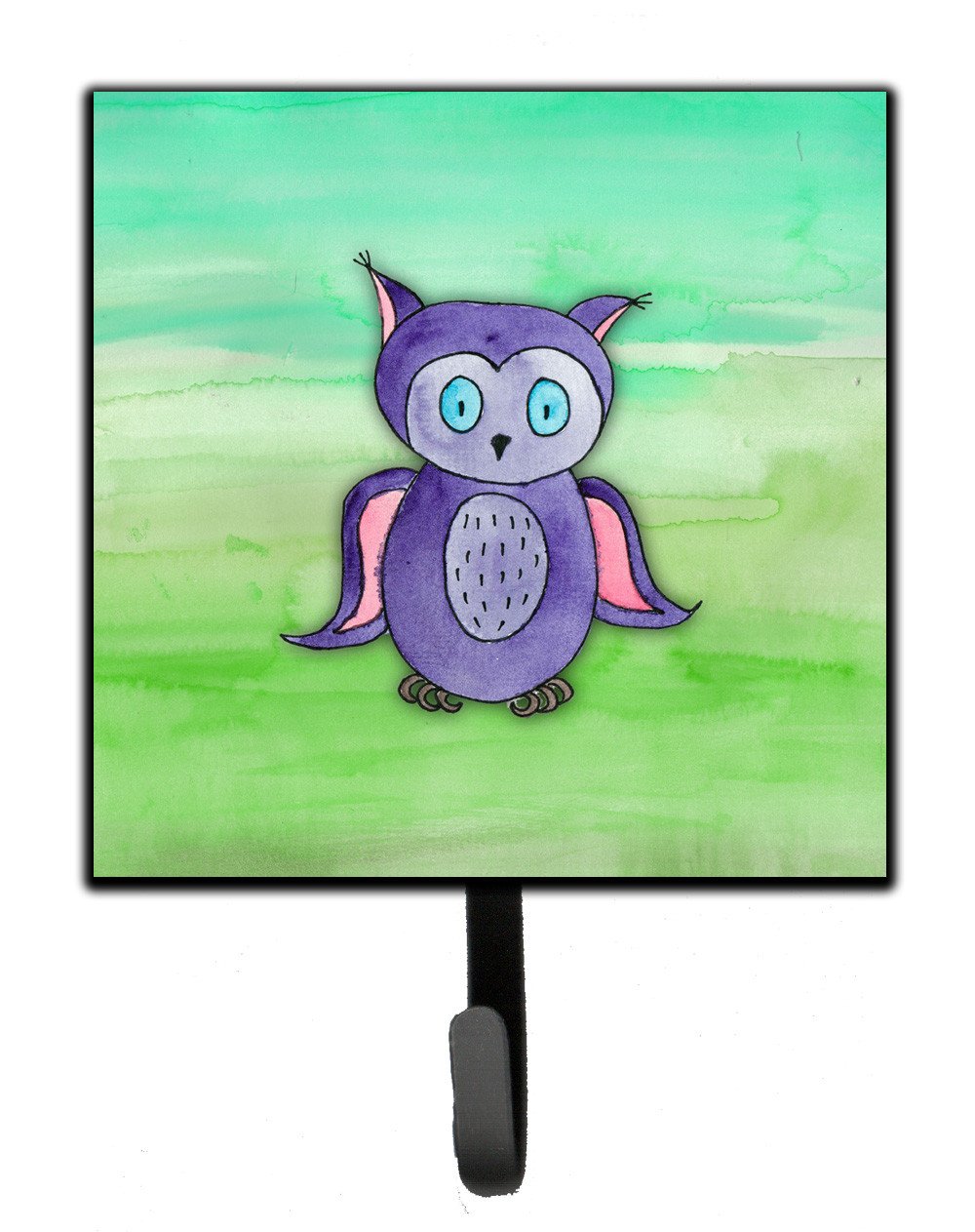 Purple Owl Watercolor Leash or Key Holder Wall Hooks, Key Hooks Holder, Coat Rack Wall Mount, Coat Hooks, Hooks for Hanging Keys, Towels, Aprons, Leashes