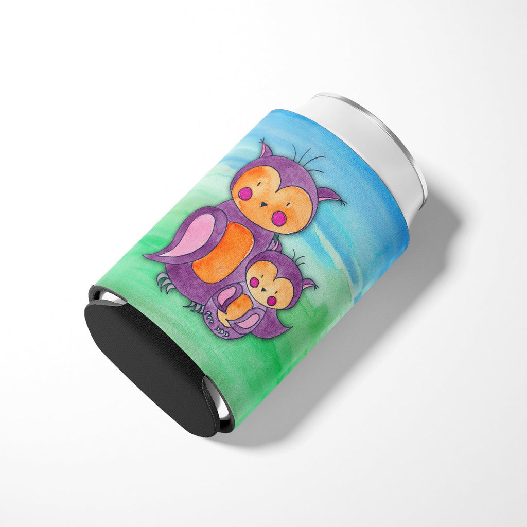 Momma and Baby Owl Watercolor Can or Bottle Hugger Cooler Sleeve for Standard 12 oz Cans, Insulated Foam Beer & Soda Can Hugger Reusable