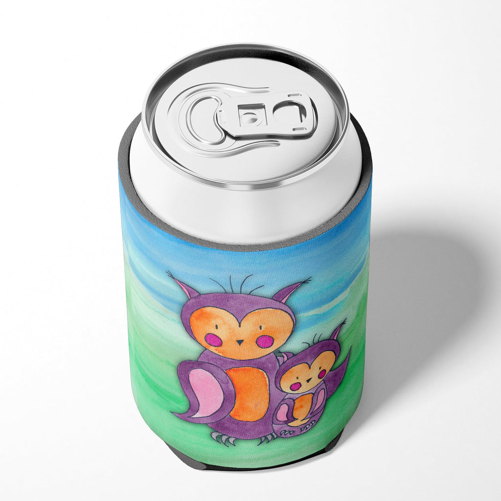 Momma and Baby Owl Watercolor Can or Bottle Hugger Cooler Sleeve for Standard 12 oz Cans, Insulated Foam Beer & Soda Can Hugger Reusable