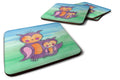 Momma and Baby Owl Watercolor Foam Coasters Set of 4 Cup Coasters for Indoor Outdoor, Tabletop Protection, Anti Slip, Mouse pad Material