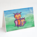 Momma and Baby Owl Watercolor Greeting Cards Pack of 8 Blank Cards with Envelopes Whimsical A7 Size 5x7