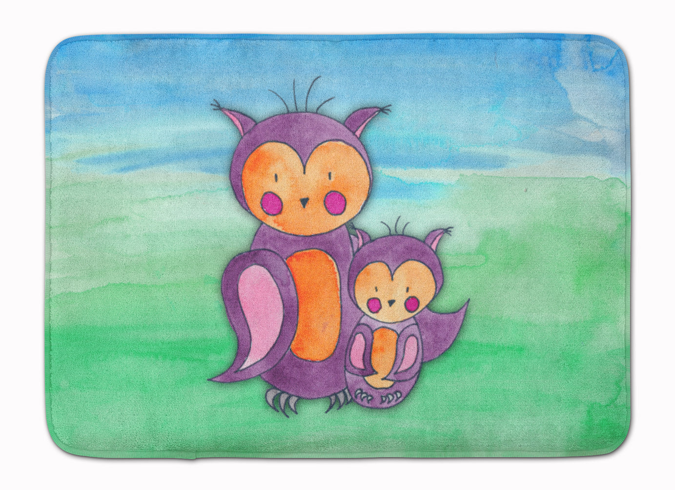 Momma and Baby Owl Watercolor Memory Foam Kitchen Mat Machine Washable Anti-Fatigue Cushion Comfort Bath or Kitchen Rug