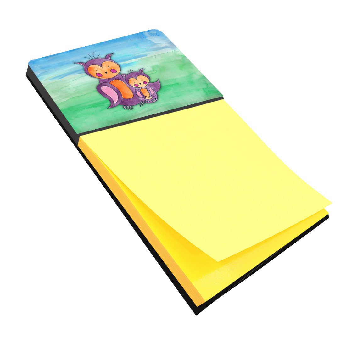 Momma and Baby Owl Watercolor Watercolor Sticky Note Holder Refillable Dispenser Desk Accessory 3x3 Pad Gift