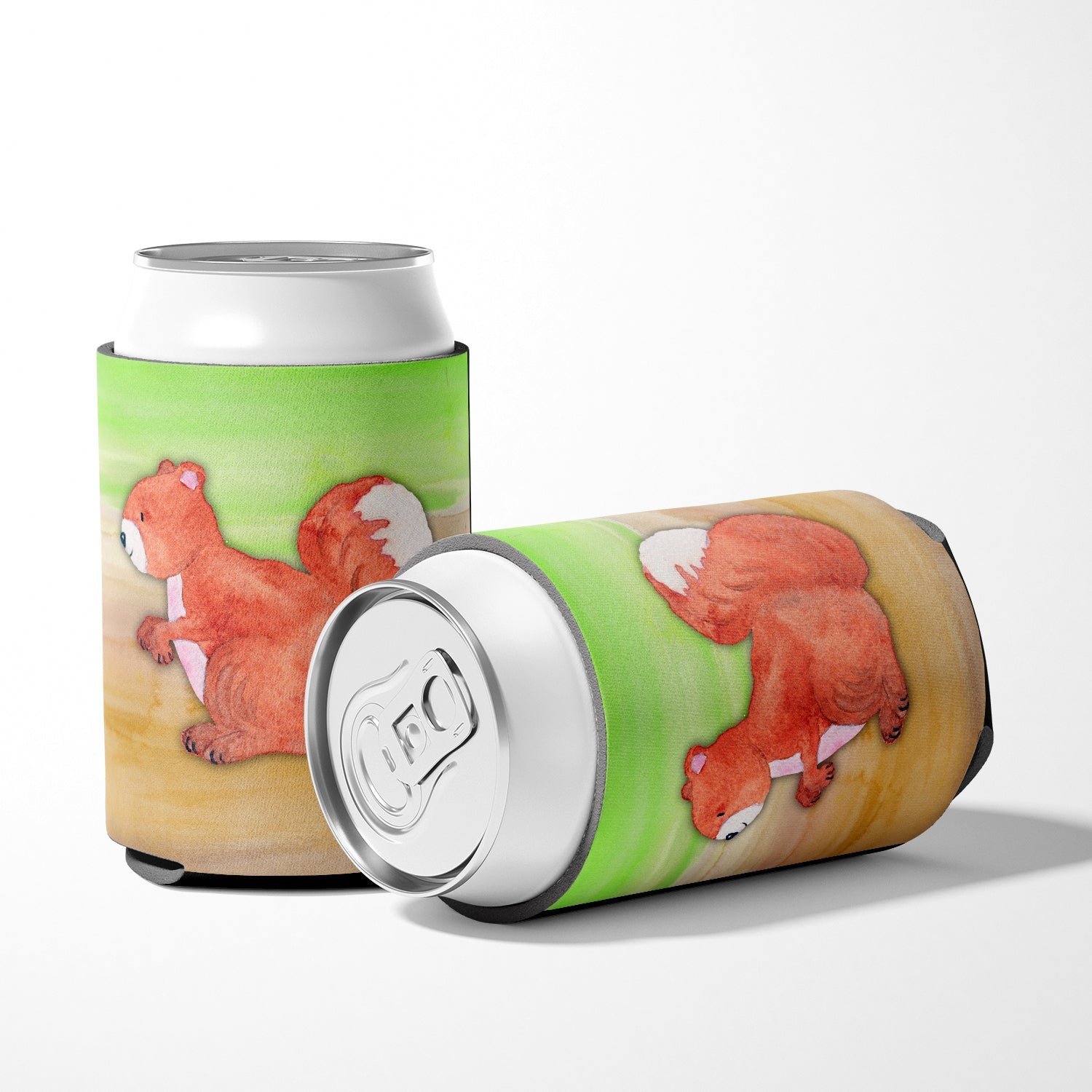 Squirrel Watercolor Can or Bottle Hugger Cooler Sleeve for Standard 12 oz Cans, Insulated Foam Beer & Soda Can Hugger Reusable