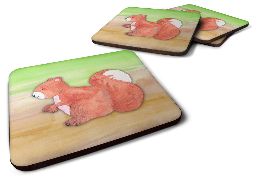 Squirrel Watercolor Foam Coasters Set of 4 Cup Coasters for Indoor Outdoor, Tabletop Protection, Anti Slip, Mouse pad Material