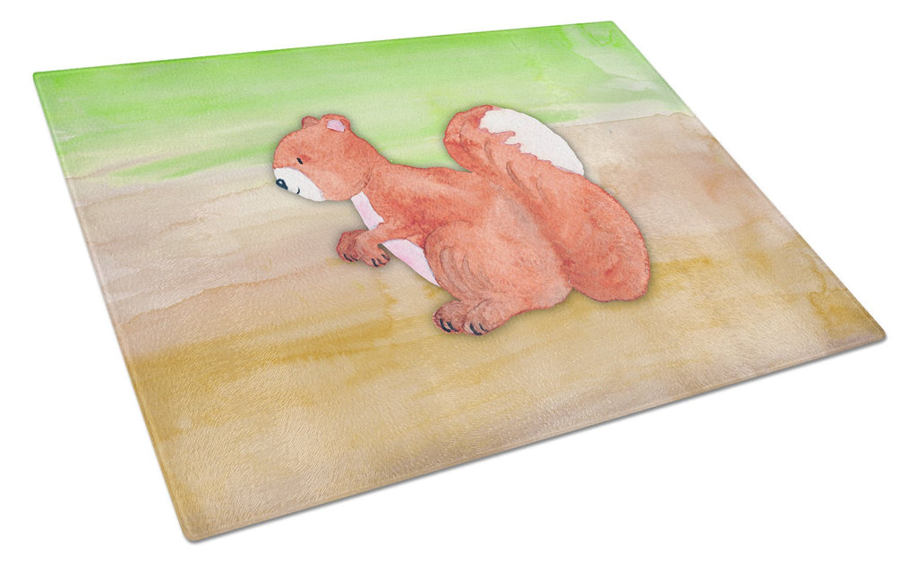 Squirrel Watercolor Cutting Board Tempered Glass Kitchen Cutting Surface, Heat Resistant Chopping, Non-Slip Feet, Food Prep & Serving