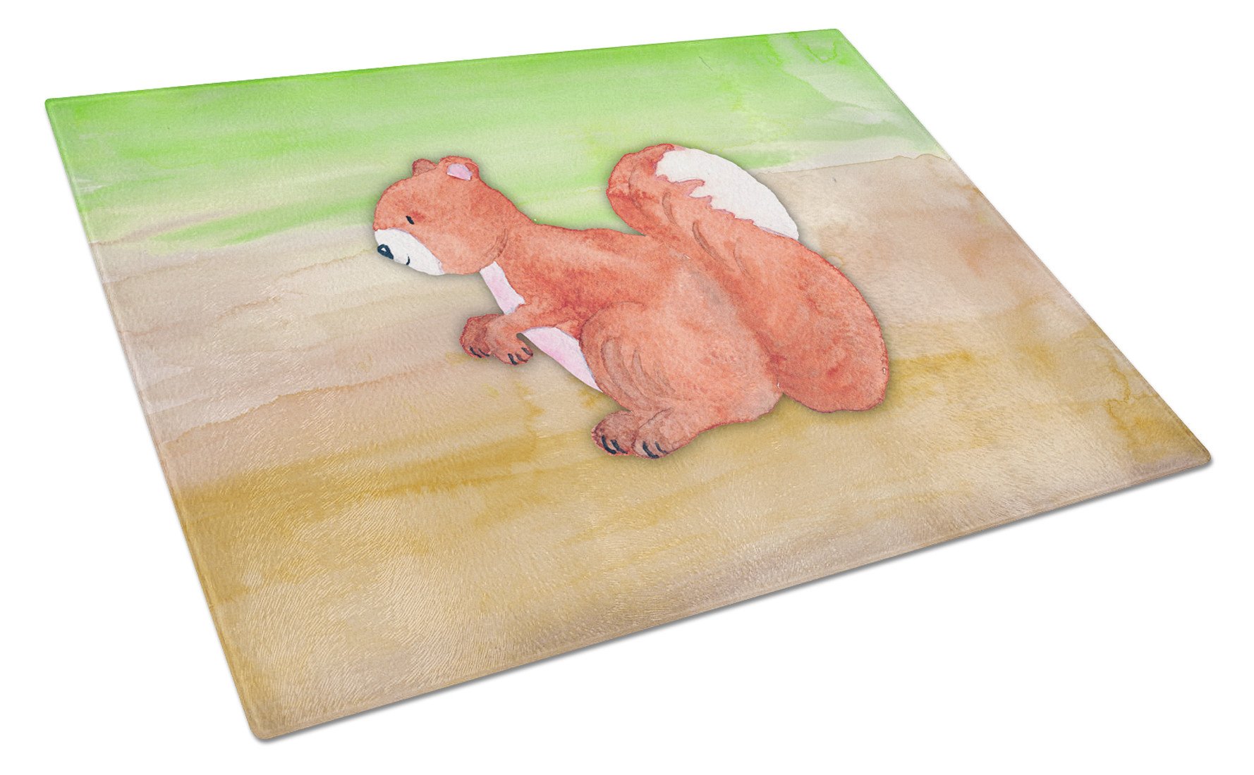 Squirrel Watercolor Cutting Board Tempered Glass Kitchen Cutting Surface, Heat Resistant Chopping, Non-Slip Feet, Food Prep & Serving