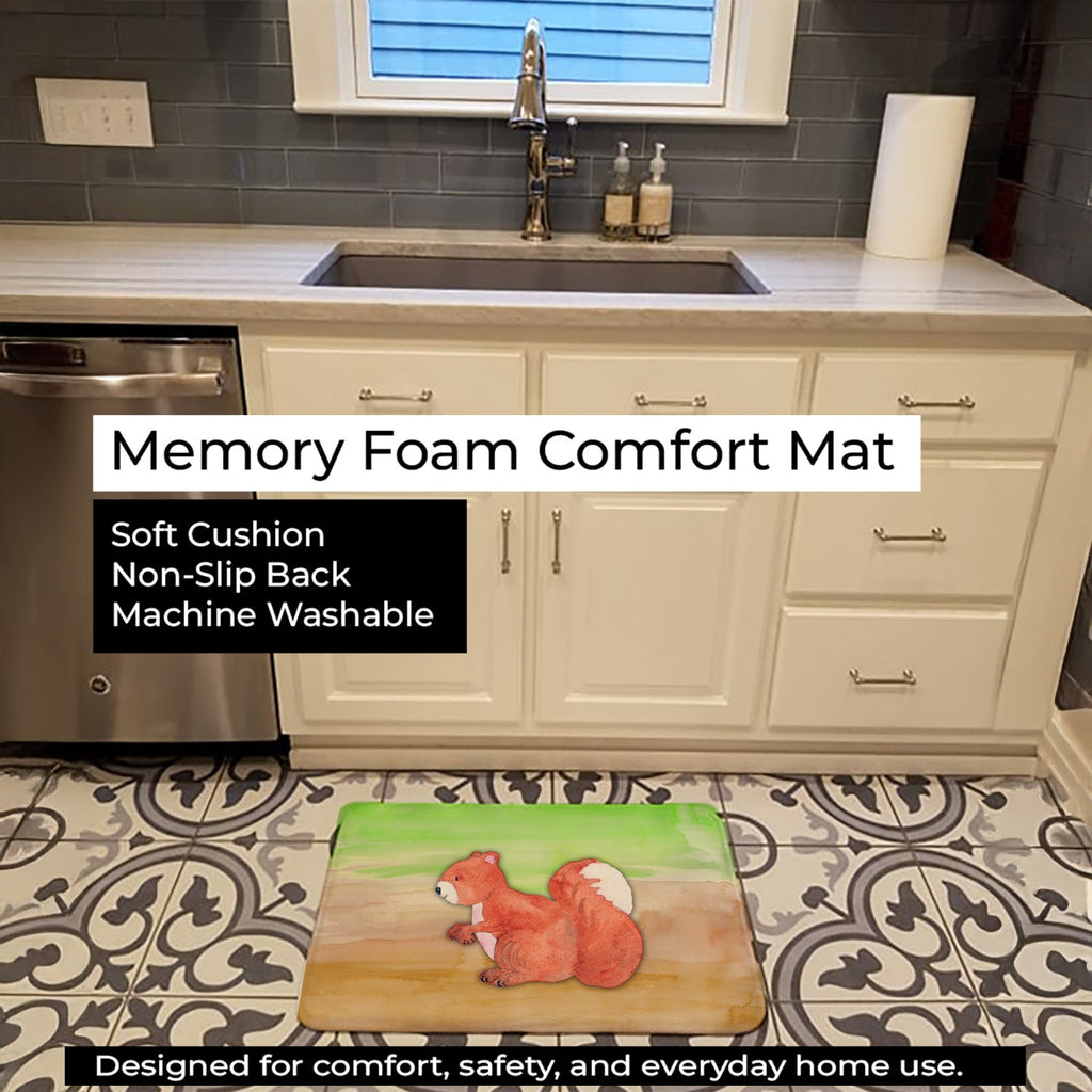 Squirrel Watercolor Memory Foam Kitchen Mat Machine Washable Anti-Fatigue Cushion Comfort Bath or Kitchen Rug