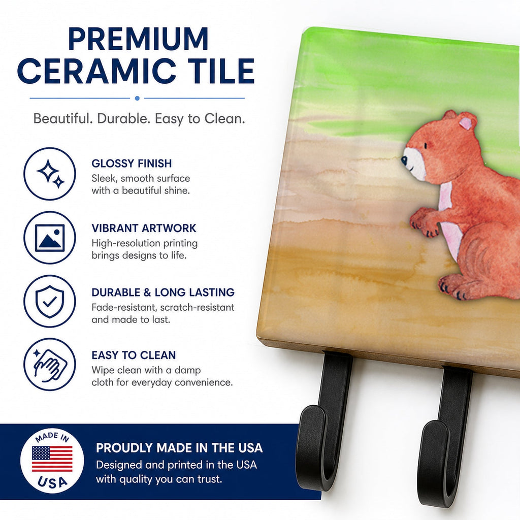 Squirrel Watercolor Leash or Key Holder Wall Hooks, Coat Rack Wall Mount, for Hanging Keys, Towels, Aprons, Leashes