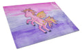 Pink Unicorn Watercolor Cutting Board Tempered Glass Kitchen Cutting Surface, Heat Resistant Chopping, Non-Slip Feet, Food Prep & Serving