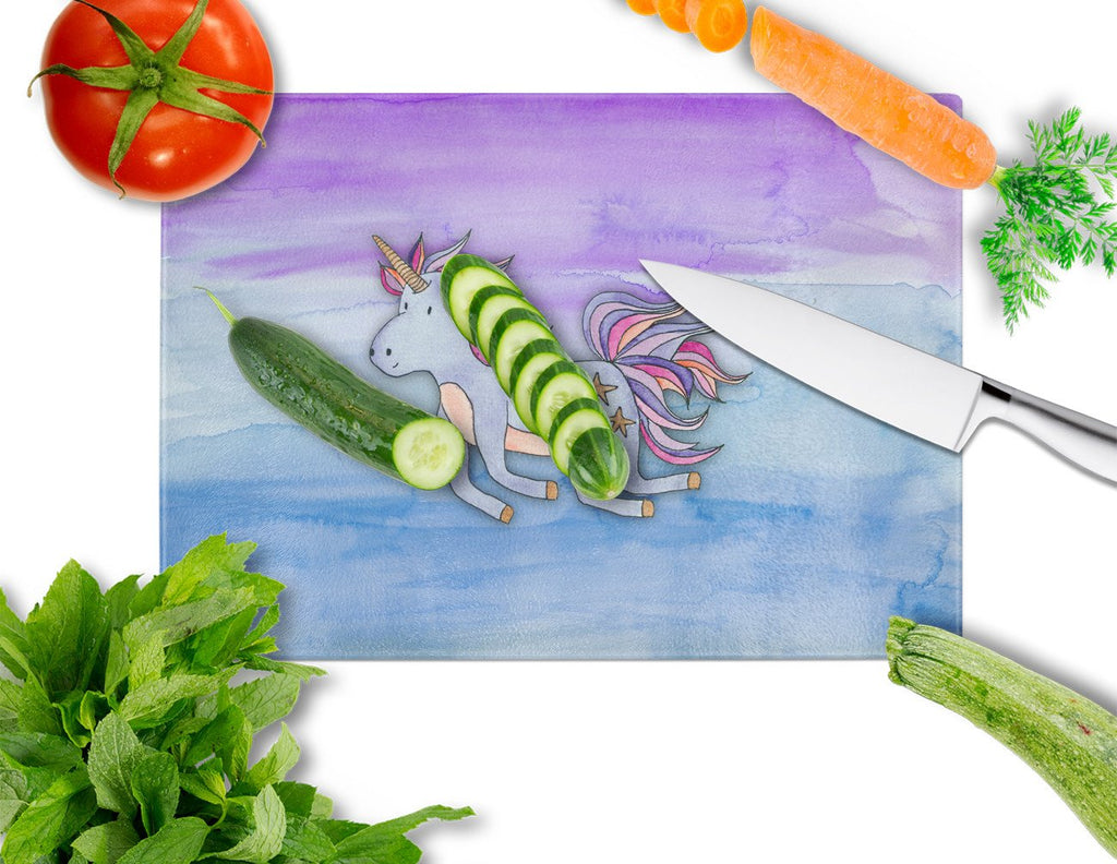 Blue Unicorn Watercolor Cutting Board Tempered Glass Kitchen Cutting Surface, Heat Resistant Chopping, Non-Slip Feet, Food Prep & Serving