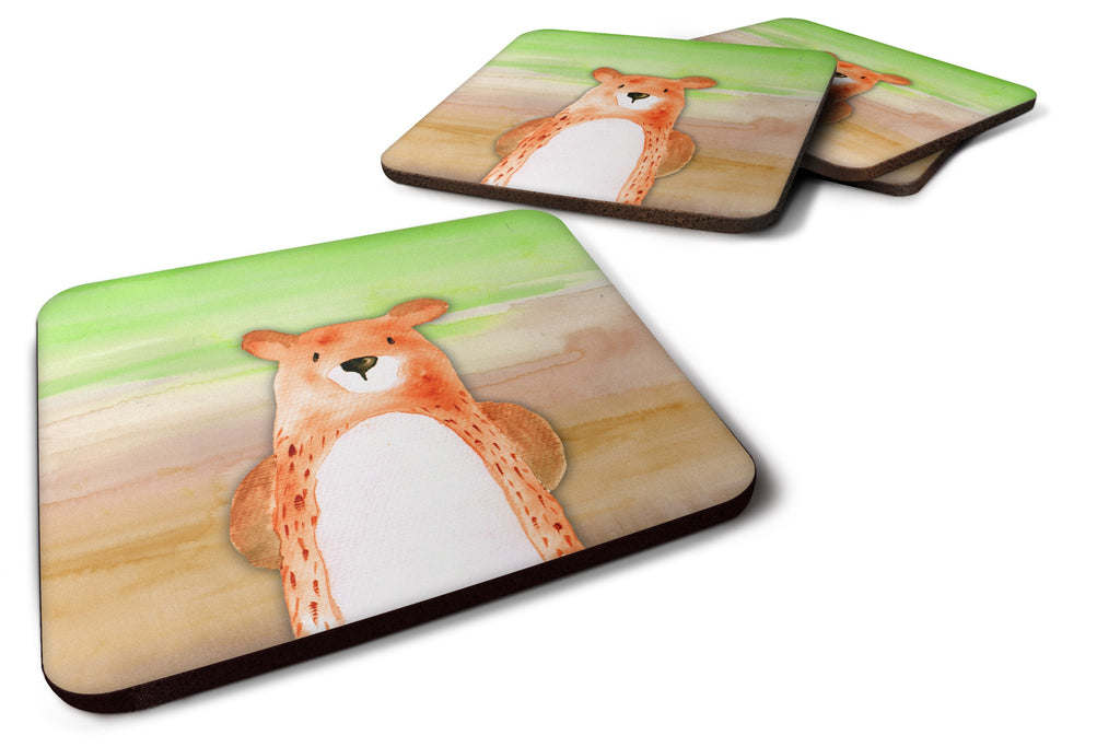 Bear Watercolor Foam Coasters Set of 4 Cup Coasters for Indoor Outdoor, Tabletop Protection, Anti Slip, Mouse pad Material