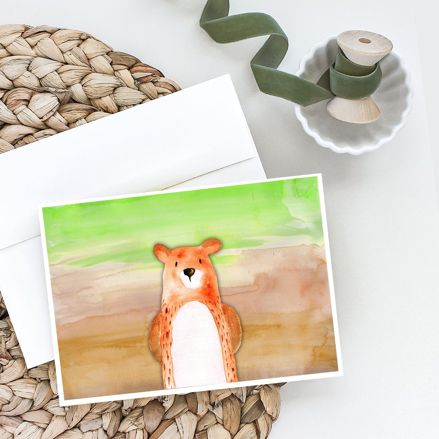 Bear Watercolor Greeting Cards Pack of 8 Blank Cards with Envelopes Whimsical A7 Size 5x7