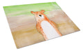 Bear Watercolor Cutting Board Tempered Glass Kitchen Cutting Surface, Heat Resistant Chopping, Non-Slip Feet, Food Prep & Serving
