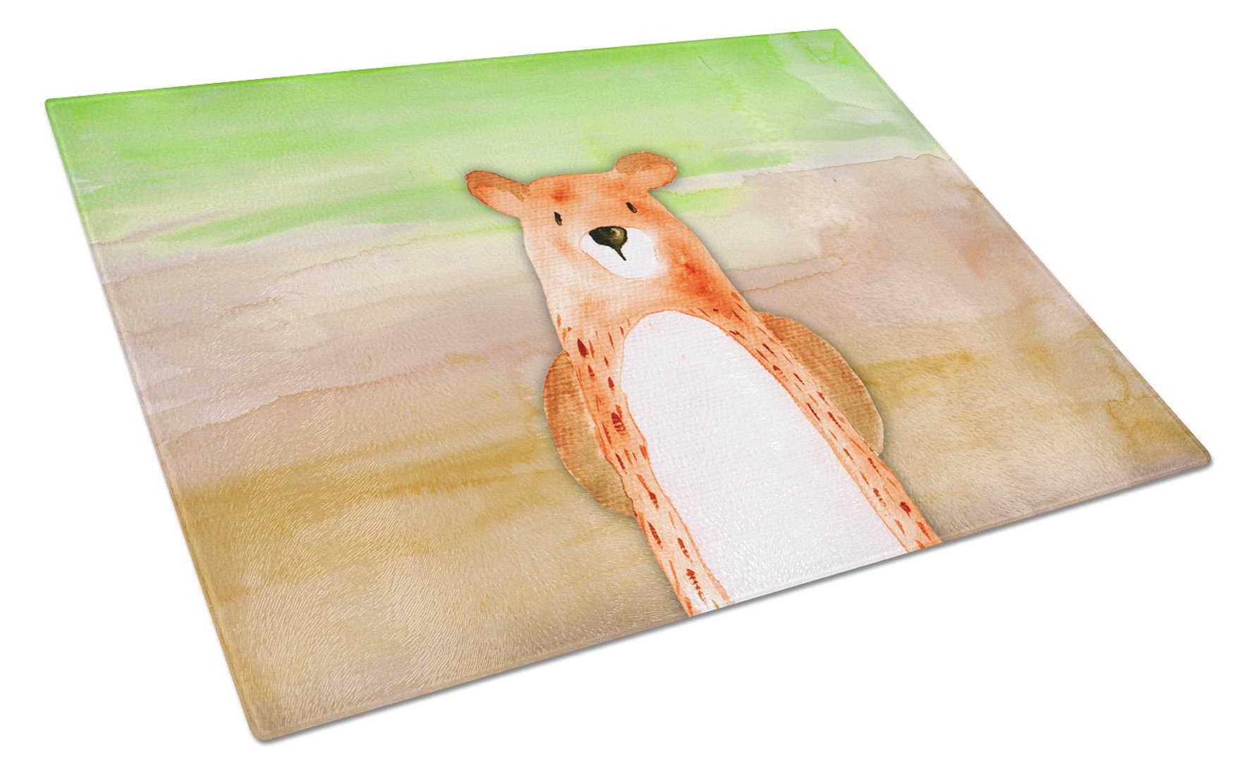 Bear Watercolor Cutting Board Tempered Glass Kitchen Cutting Surface, Heat Resistant Chopping, Non-Slip Feet, Food Prep & Serving