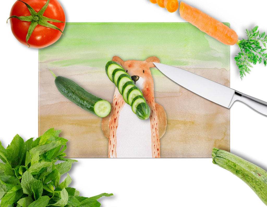 Bear Watercolor Cutting Board Tempered Glass Kitchen Cutting Surface, Heat Resistant Chopping, Non-Slip Feet, Food Prep & Serving