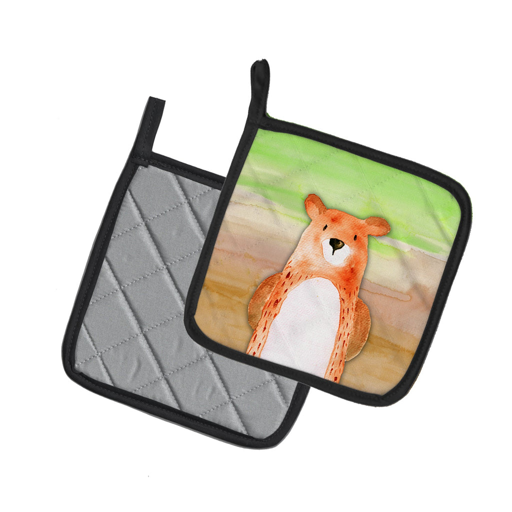 Bear Watercolor Pot Holder Set of 2 Heat Resistant Quilted Hot Pads 7.5 x 7.5 Inch, Insulated Kitchen Trivets for Cooking & Baking