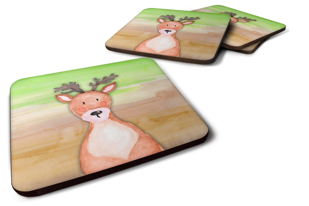 Deer Watercolor Foam Coasters Set of 4 Cup Coasters for Indoor Outdoor, Tabletop Protection, Anti Slip, Mouse pad Material