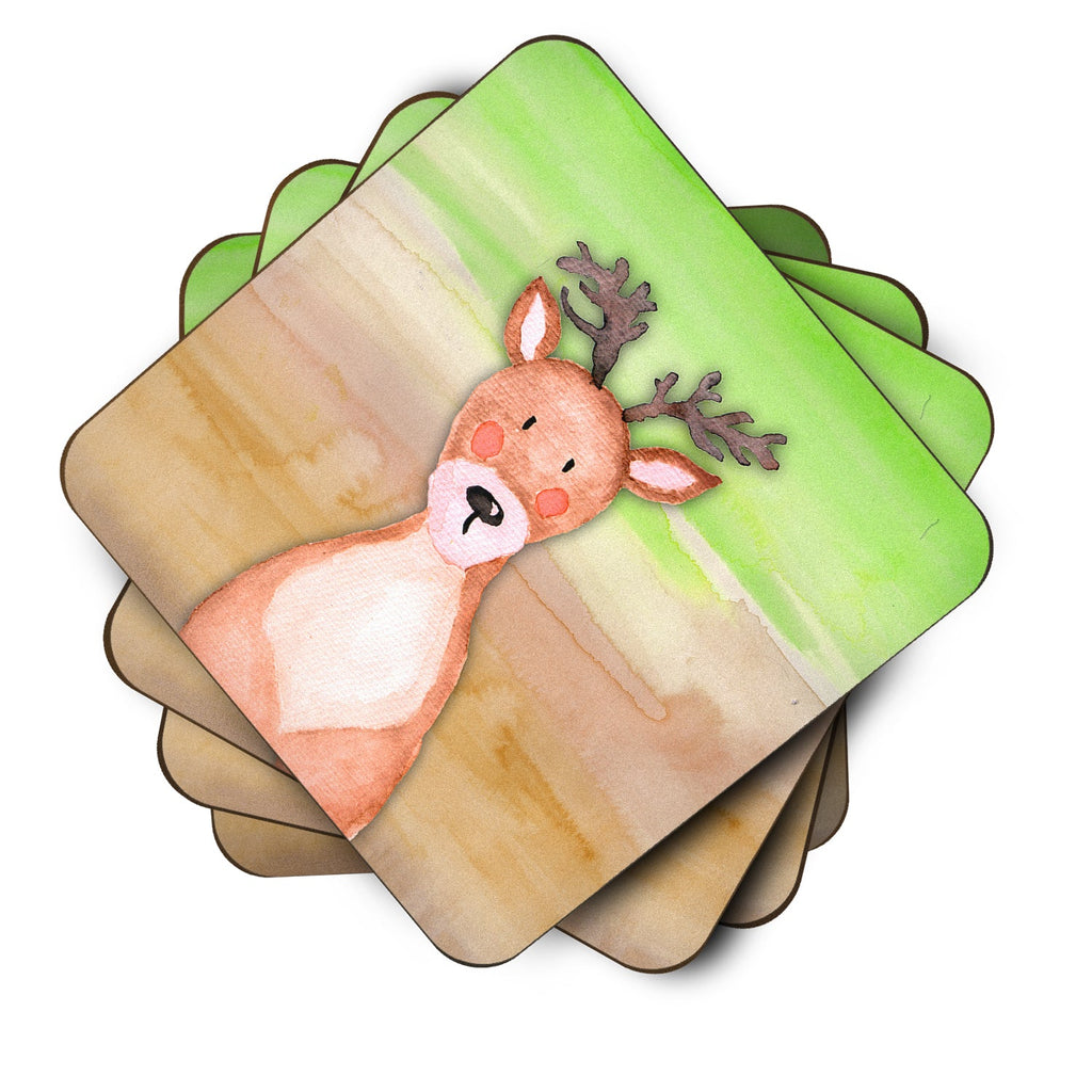 Deer Watercolor Foam Coasters Set of 4 Cup Coasters for Indoor Outdoor, Tabletop Protection, Anti Slip, Mouse pad Material