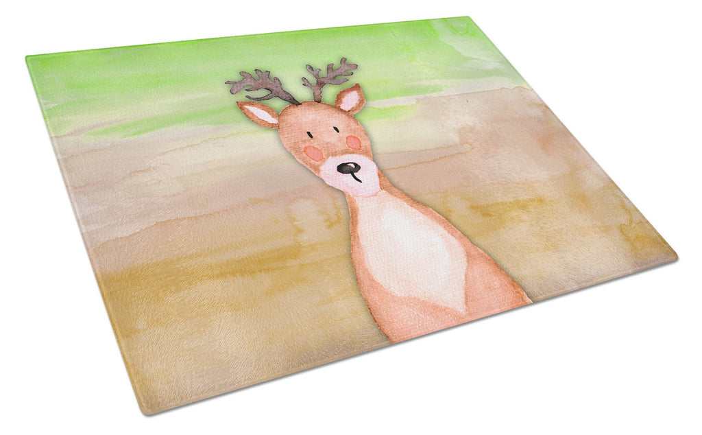 Deer Watercolor Cutting Board Tempered Glass Kitchen Cutting Surface, Heat Resistant Chopping, Non-Slip Feet, Food Prep & Serving
