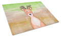 Deer Watercolor Cutting Board Tempered Glass Kitchen Cutting Surface, Heat Resistant Chopping, Non-Slip Feet, Food Prep & Serving