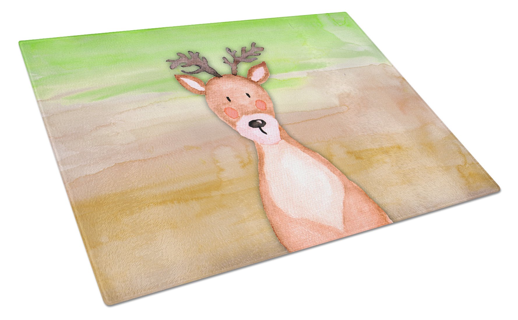 Deer Watercolor Cutting Board Tempered Glass Kitchen Cutting Surface, Heat Resistant Chopping, Non-Slip Feet, Food Prep & Serving