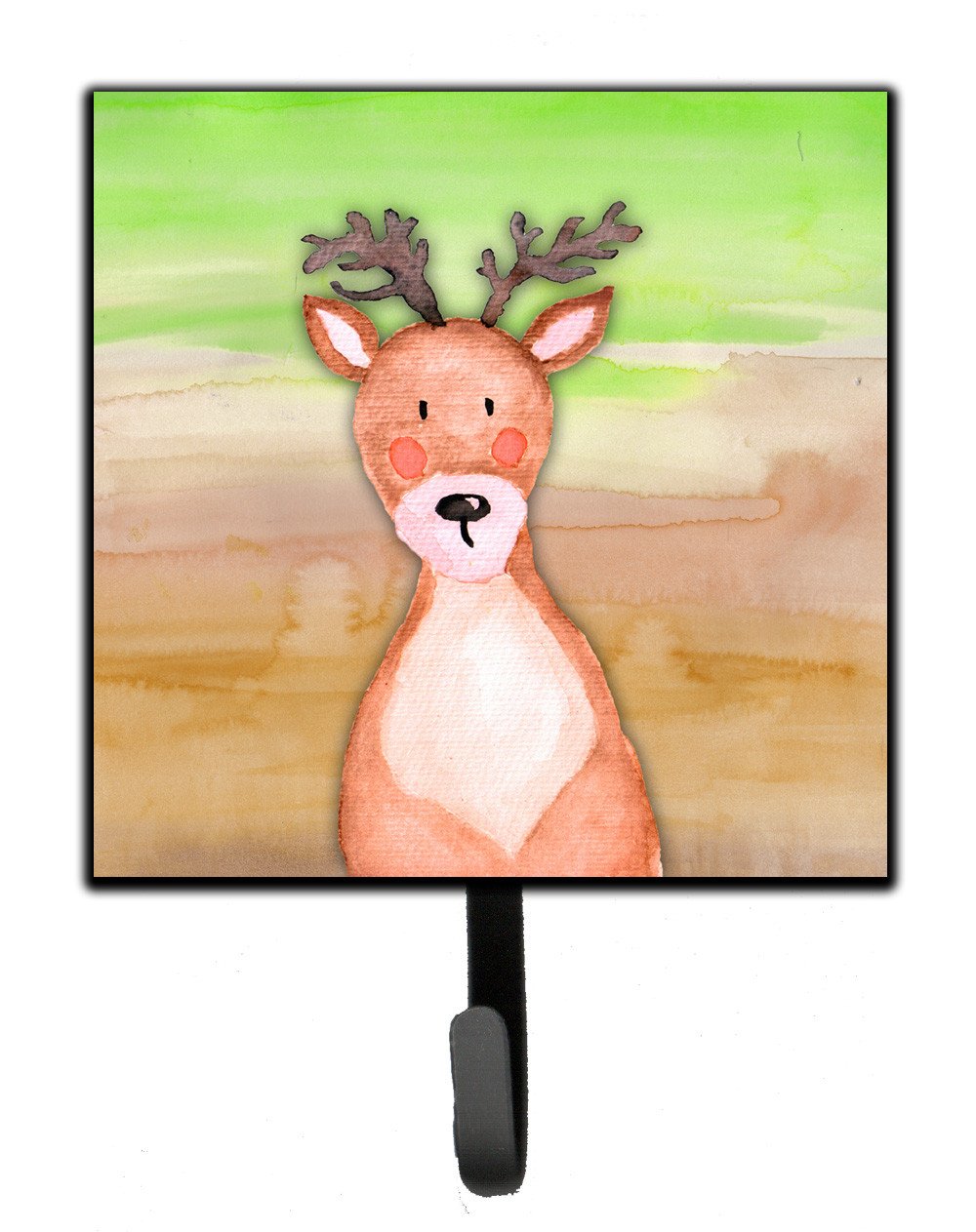 Deer Watercolor Leash or Key Holder Wall Hooks, Key Hooks Holder, Coat Rack Wall Mount, Coat Hooks, Hooks for Hanging Keys, Towels, Aprons, Leashes