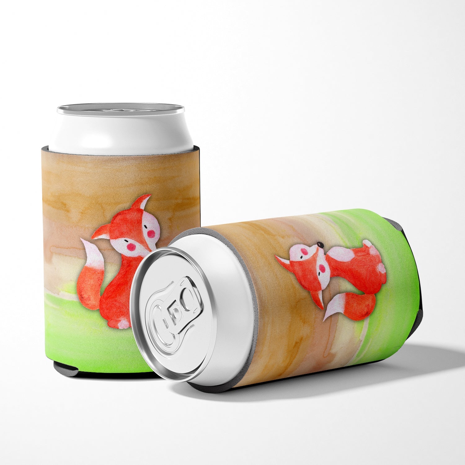 Fox Watercolor Can or Bottle Hugger Cooler Sleeve for Standard 12 oz Cans, Insulated Foam Beer & Soda Can Hugger Reusable