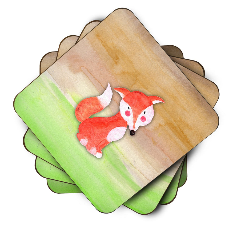 Fox Watercolor Foam Coasters Set of 4 Cup Coasters for Indoor Outdoor, Tabletop Protection, Anti Slip, Mouse pad Material