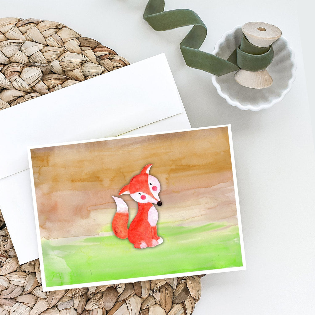 Fox Watercolor Greeting Cards Pack of 8 Blank Cards with Envelopes Whimsical A7 Size 5x7