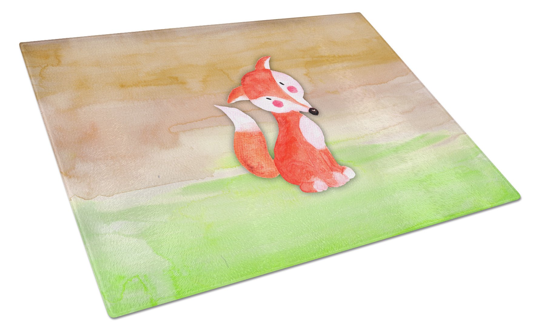 Fox Watercolor Cutting Board Tempered Glass Kitchen Cutting Surface, Heat Resistant Chopping, Non-Slip Feet, Food Prep & Serving